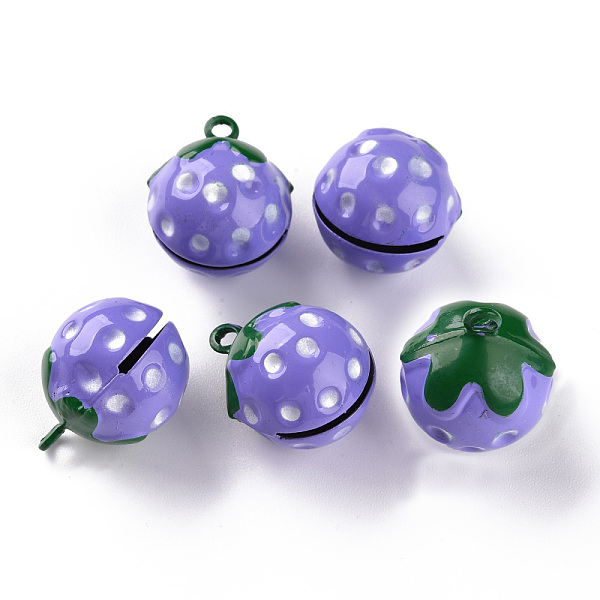 

PandaHall Baking Painted Brass Bell Pendants, Strawberry, Medium Slate Blue, 21.5x17.5x17mm, Hole: 2mm Brass Fruit