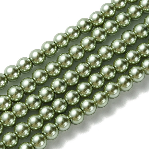 

PandaHall Eco-Friendly Dyed Glass Pearl Bead Strands, Round, Cotton Cord Threaded, Dark Khaki, 6mm, Hole: 1.2~1.5mm, about 70pcs/strand..., Yellow