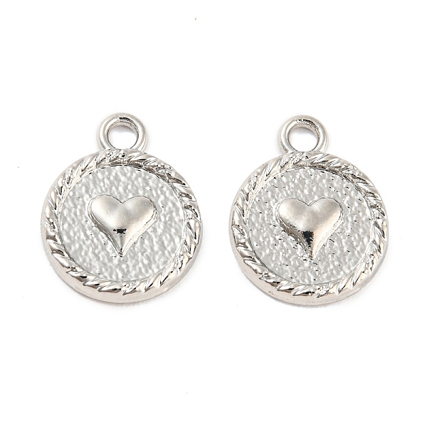 

PandaHall Rack Plating Alloy Pendants, Cadmium Free & Nickel Free & Lead Free, Flat Round with Heart, Platinum, 15x12x2mm, Hole: 2mm Alloy...