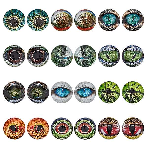 

PandaHall SUPERFINDINGS 12 Pairs 12 Style Glass Eyes Cabochons Flatback Dragon Eyes Glow in The Dark Dome Luminous Glass Eyes for Doll..., Multicolor