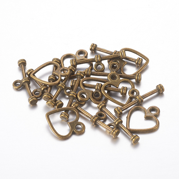 

PandaHall Tibetan Style Alloy Toggle Clasps, Cadmium Free & Lead Free, Heart, Antique Bronze, Heart: 14x12mm, Hole: 1.5mm, Bar: 19mm, hole...