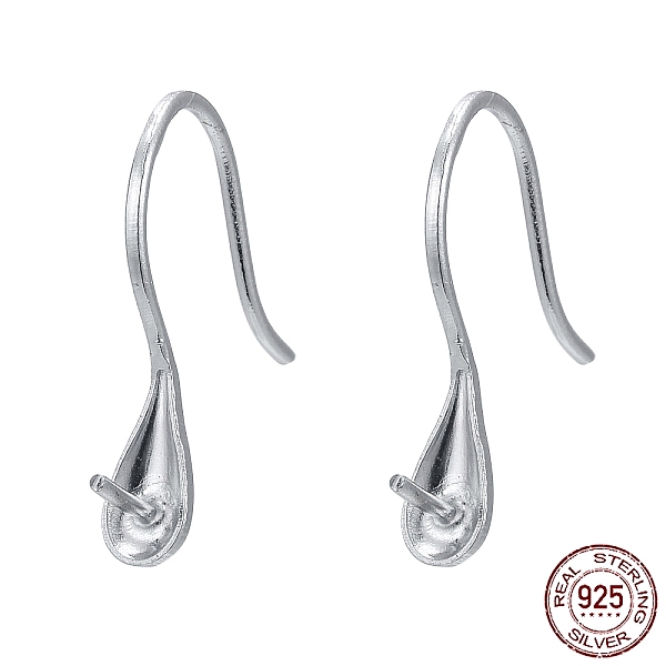 

PandaHall Rhodium Plated Sterling Silver Earring Hooks, with Cup Pearl Bail Pin for Half Drilled Beads, Platinum, 15x3.5x12mm, Bail Pin...