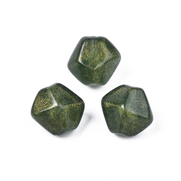 

PandaHall Opaque Acrylic Beads, Two Tone Color, with Glitter Powder, Nuggets, Dark Green, 17x18.5x15.5mm, Hole: 1.8mm, about 217pcs/500g...