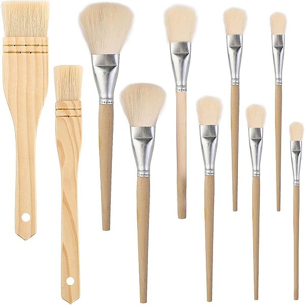 

PandaHall Paint Wood Brushes, Wool Hair Brushes with Wooden Handle, for Painting the Walls, Cleaning Pottery Dust, BurlyWood..., Orange