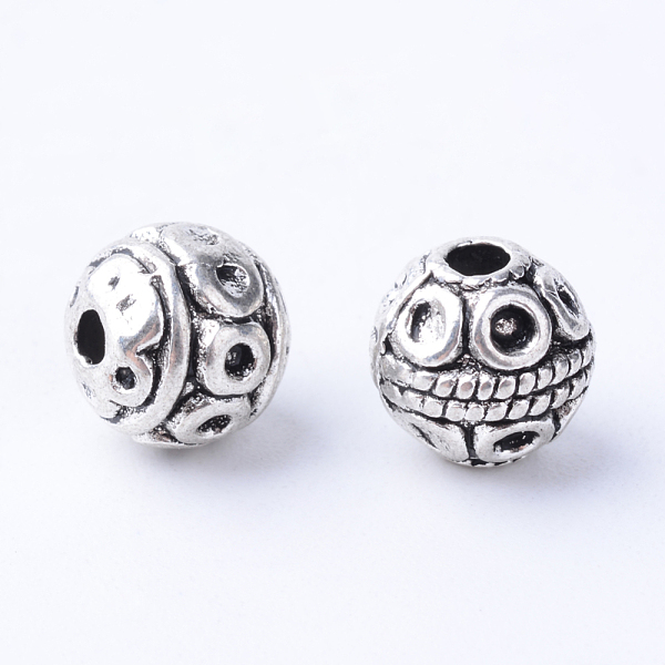 

PandaHall Tibetan Style Alloy Beads, Round, Cadmium Free & Lead Free, Antique Silver, 8x8mm, Hole: 2mm Alloy Round