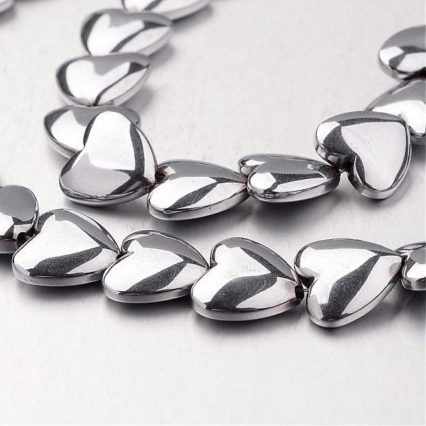 

PandaHall Electroplate Non-magnetic Synthetic Hematite Bead Strands, Heart, Platinum Plated, 12x12x4mm, Hole: 1mm, about 38pcs/strand, 15.7...