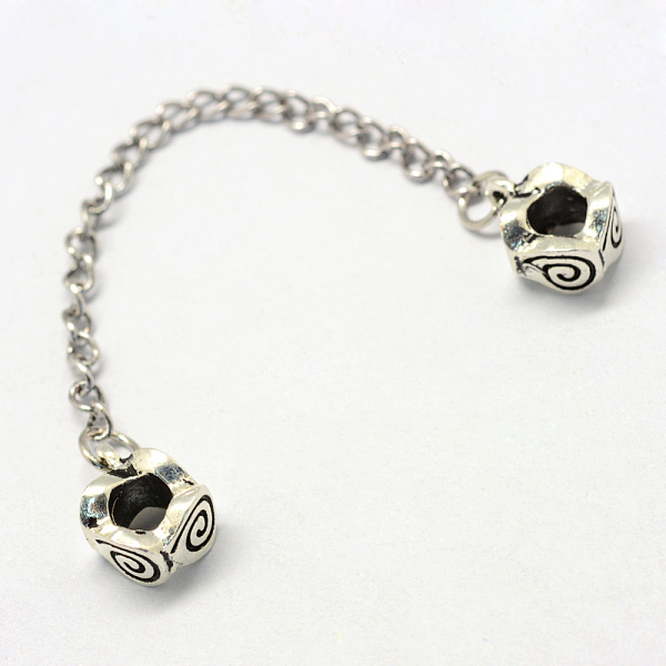 

PandaHall Alloy European Safety Chains, with Iron Curb Chains, For European Bracelet Making, Donut, Antique Silver, 95mm, Hole: 4.5mm Alloy...