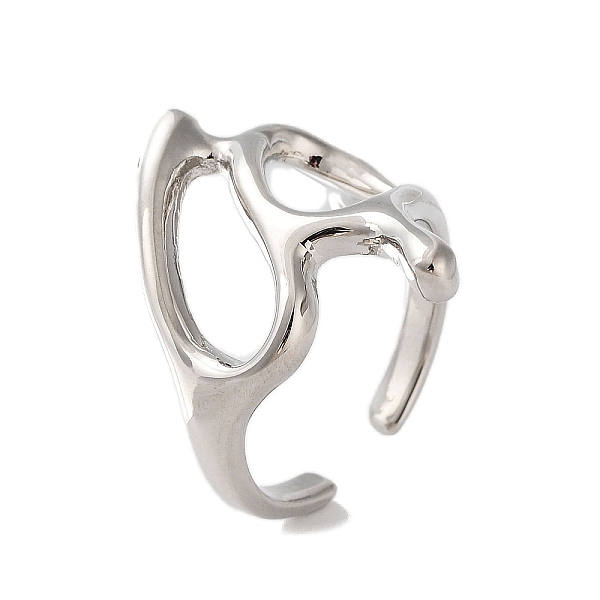 

PandaHall Rack Plating Brass Cuff Rings, Long-Lasting Plated for Women, Lead Free & Cadmium Free, Platinum, Inner Diameter: 17.8mm Brass