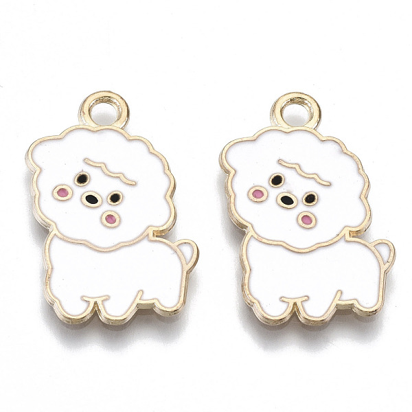 

PandaHall Alloy Enamel Pendants, Cadmium Free & Lead Free, Sheep, Light Gold, White, 24x15x1mm, Hole: 2mm Alloy+Enamel Sheep White