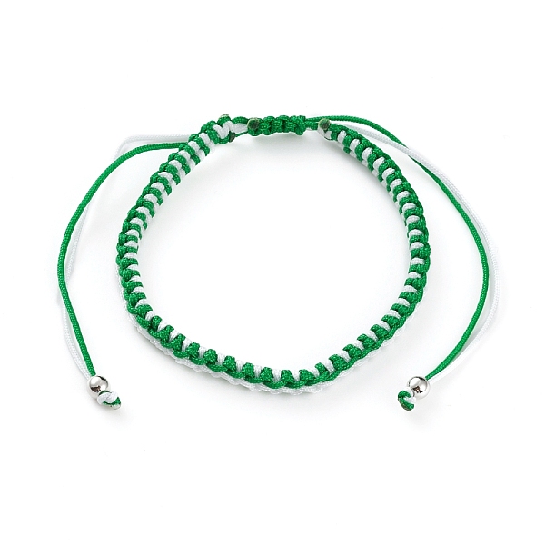 

PandaHall Adjustable Two Tone Nylon Cord Braided Bead Bracelets, with Platinum Plated Brass Round Beads, Green, Inner Diameter: 1-5/8~3-1/2...