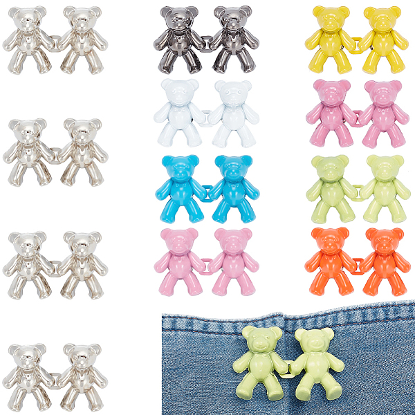 

PandaHall CRASPIRE 12 Sets 9 Colors Bear Button Pins Alloy Tighten Waist Button Pin Bear Pants Clip Waist Adjuster Reusable Pant Button for..., Multicolor