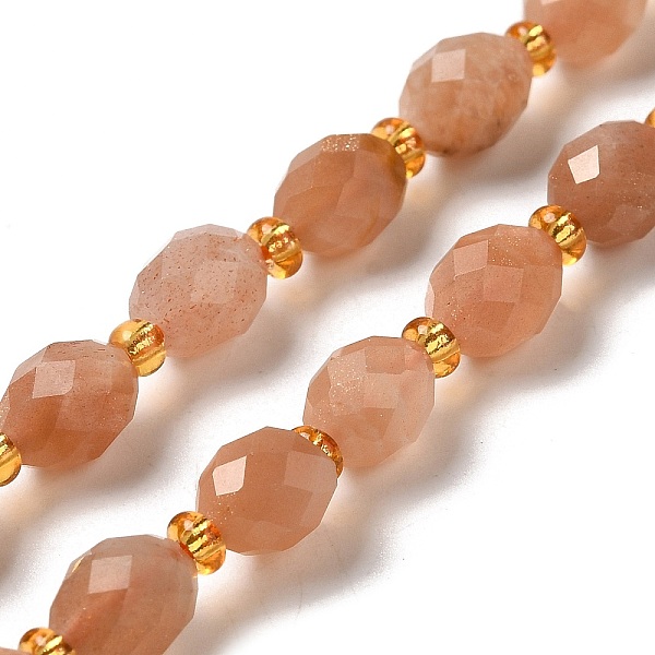 

PandaHall Natural Sunstone Beads Strands, with Seed Beads, Faceted, Oval, 7.5~8x6~6.5mm, Hole: 1.2mm, about 40~42pcs/strand, 15.35~15.55''...