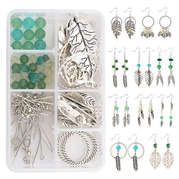 

PandaHall SUNNYCLUE DIY Leaf Theme Earring Making Kits, Including Gemstone Beads, Alloy Pendants, Brass Cable Chains, Iron Findings, Antique...