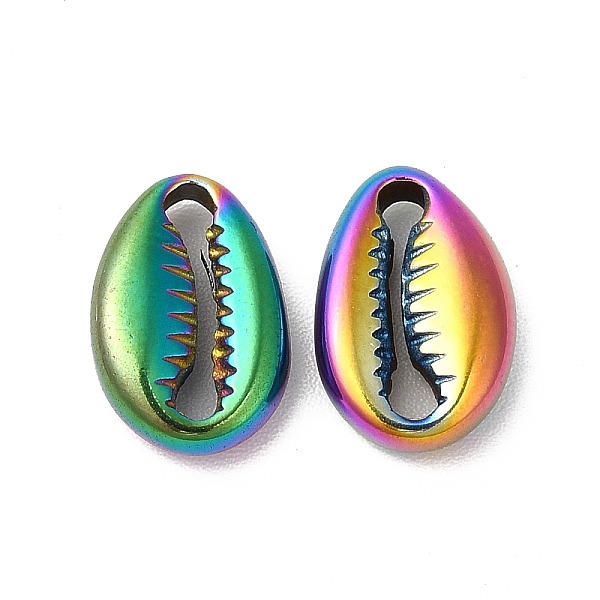 

PandaHall Ion Plating(IP) 304 Stainless Steel Charms, Cowrie Shell Shape, Rainbow Color, 11.5x8x3.5mm, Hole: 3mm 304 Stainless Steel Shell...