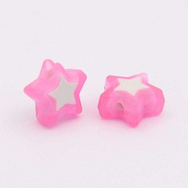 

PandaHall Transparent Acrylic Beads, Bead in Bead, Star, Pearl Pink, 9x10x4mm, Hole: 2mm, about 2520pcs/500g Acrylic Star Pink