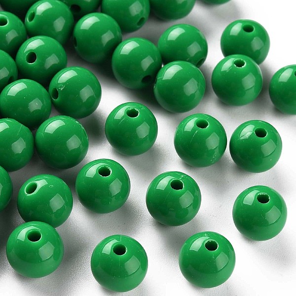 

PandaHall Opaque Acrylic Beads, Round, Green, 10x9mm, Hole: 2mm, about 940pcs/500g Acrylic Round Green