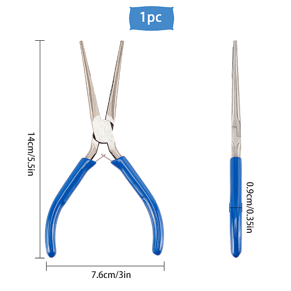 

PandaHall SUNNYCLUE 45# Carbon Steel Long Chain Nose Pliers, Hand Tools, Polishing, Royal Blue, Stainless Steel Color, 14x7.6x0.9cm, 1pc/set...