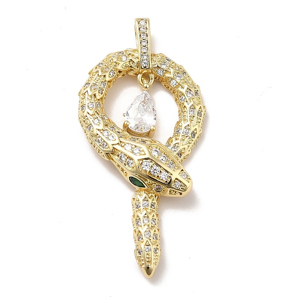 

PandaHall Brass Micro Pave Cubic Zirconia Pendants, Long-Lasting Plated, Real 18K Gold Plated, Snake, Clear, 43x20.5x5mm, Hole: 3x5mm...