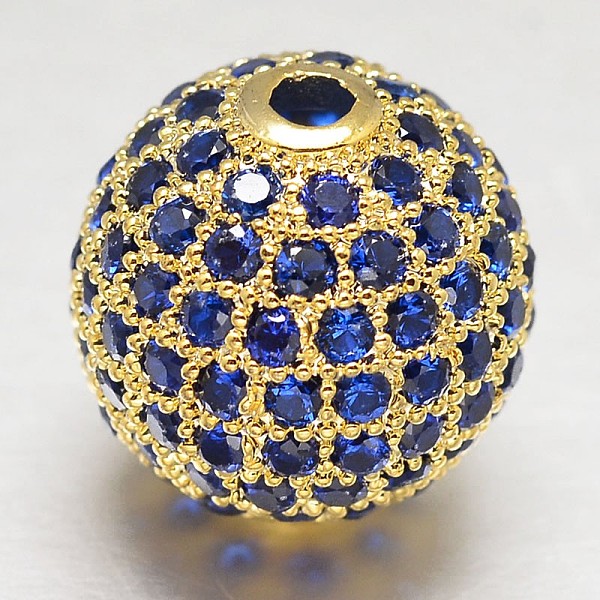 

PandaHall CZ Brass Micro Pave Cubic Zirconia Round Beads, Golden, 8mm, Hole: 2mm Brass+Cubic Zirconia Round Blue
