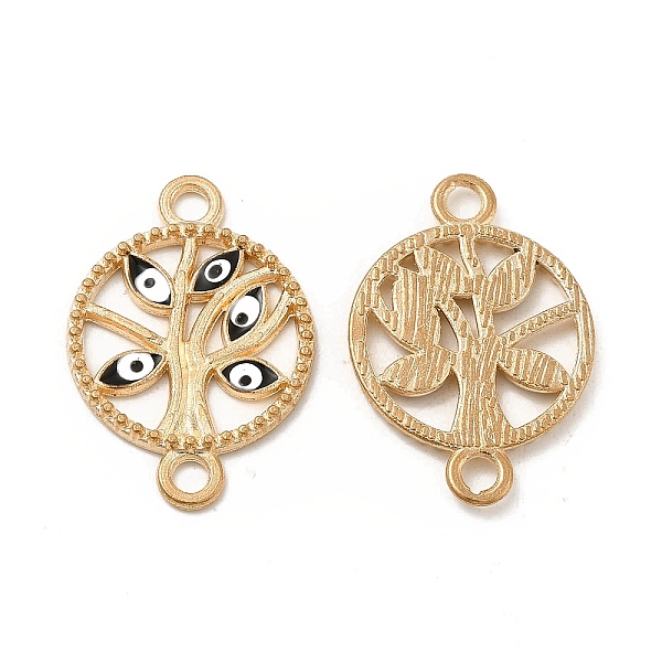 

PandaHall Alloy Enamel Connector Charms, Flat Round Tree Links with Evil Eye, Light Gold, Nickel, Black, 23.5x16.5x2mm, Hole: 2mm...