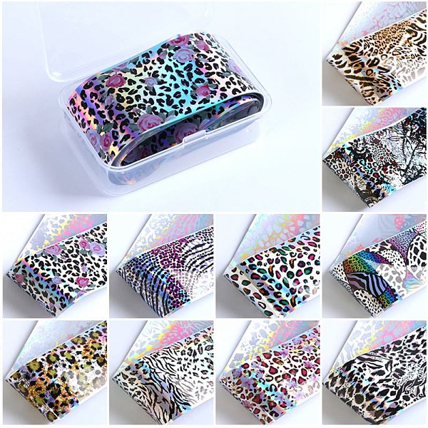 

PandaHall 10 Style Transfer Foil Nail Art Stickers, Nail Decals, DIY Nail Tips Decoration for Women, Leopard Pattern, 50x4cm, 10sheets/box..., Multicolor