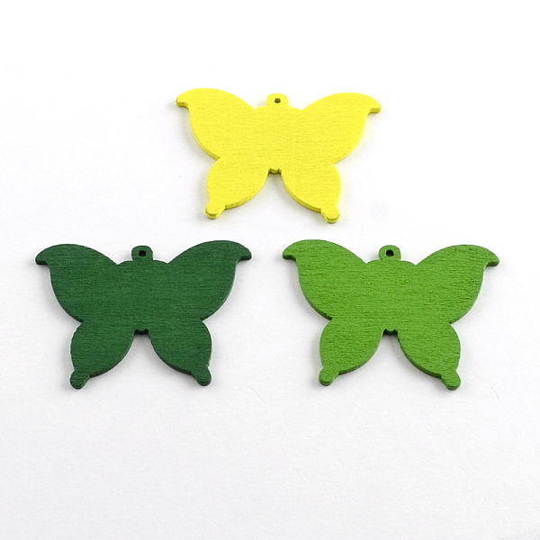 

PandaHall Dyed Butterfly Wood Pendants, Mixed Color, 37x50x2mm, Hole: 1.5mm Wood Butterfly Multicolor
