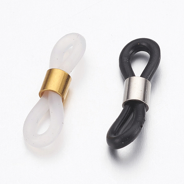 

PandaHall Eyeglass Holders, Glasses Rubber Loop Ends, with Brass Findings, Mixed Color, 20x6mm, Hole: 2x3mm Synthetic Rubber Multicolor