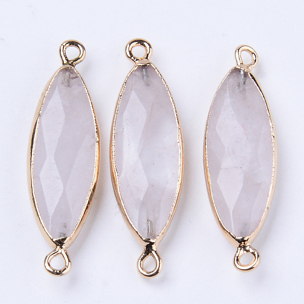 

PandaHall Natural Quartz Crystal Links Connectors, with Light Gold Plated Edge Iron Loops, Rice, Faceted, 34~35x10x5.5mm, Hole: 2mm Quartz...