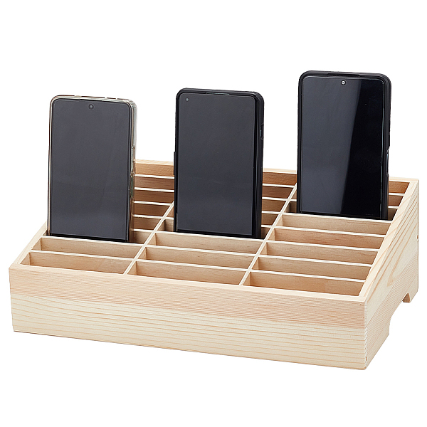 

PandaHall 24-Grid Wooden Cell Phone Storage Box, Mobile Phone Holder, Desktop Organizer Storage Box for Classroom Office, Antique White...
