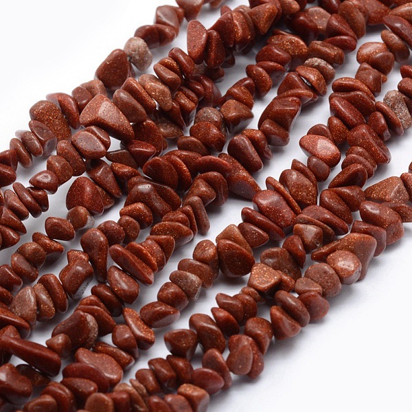 

PandaHall Synthetic Goldstone Beads Strands, Chip, 5~8mm, Hole: 1mm, about 33 inch(84cm) Goldstone Chip