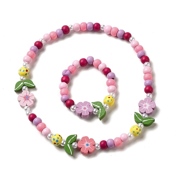 

PandaHall Maple Wood & Acrylic Jewelry Set, Beaded Necklace & Stretch Bracelet for Kids, Flower, Bracelet: Inner Diameter: 1-5/8 inch(4.2cm)...