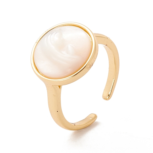 

PandaHall Shell Flat Round Open Cuff Ring, Brass Jewelry for Women, Cadmium Free & Lead Free, Long-Lasting Plated, Real 18K Gold Plated, US...