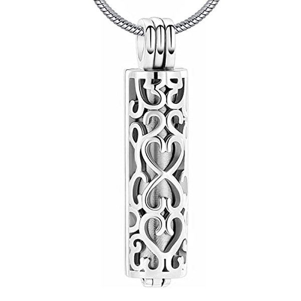 

PandaHall Stainless Steel Pendant Necklaces, Urn Ashes Necklaces, Column, Stainless Steel Color, 21.65 inch(55cm) Stainless Steel Column