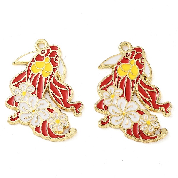 

PandaHall Rack Plating Alloy Enamel Pendants, Golden, Fish Charm, Crimson, 33x23x1.5mm, Hole: 2mm Alloy+Enamel Fish Pink