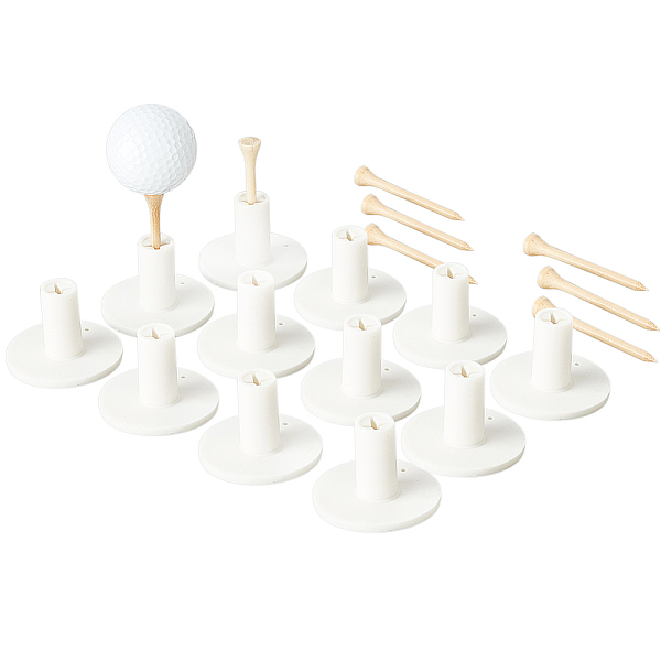 

PandaHall AHANDMAKER 12 Sets Rubber Golf Tees, 1.5 Inch Golf Tee Holder with 10 Pcs Bamboo Tees, Driving Range Tee Golf Simulator Tees for..., Multicolor