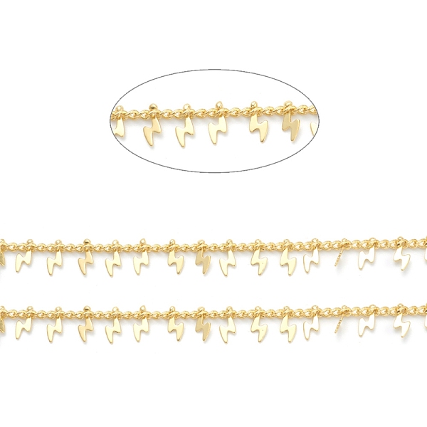 

PandaHall Brass Curb Chain, Twisted Chain, with Lightning Charms, Long-Lasting Plated, with Spool, Soldered, Golden, 8x3x0.5mm, 32.8 Feet...