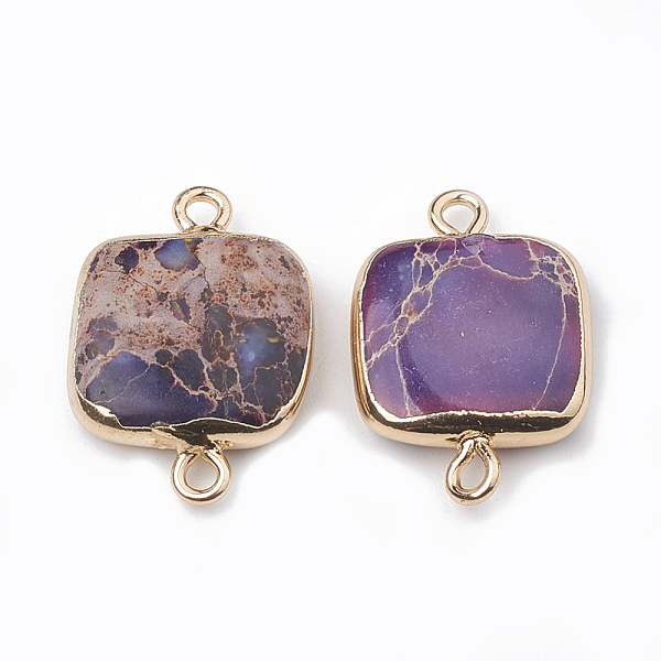

PandaHall Electroplate Natural Regalite/Imperial Jasper/Sea Sediment Jasper Links connectors, with Alloy Findings, Square, 24.5x16x5mm, Hole...