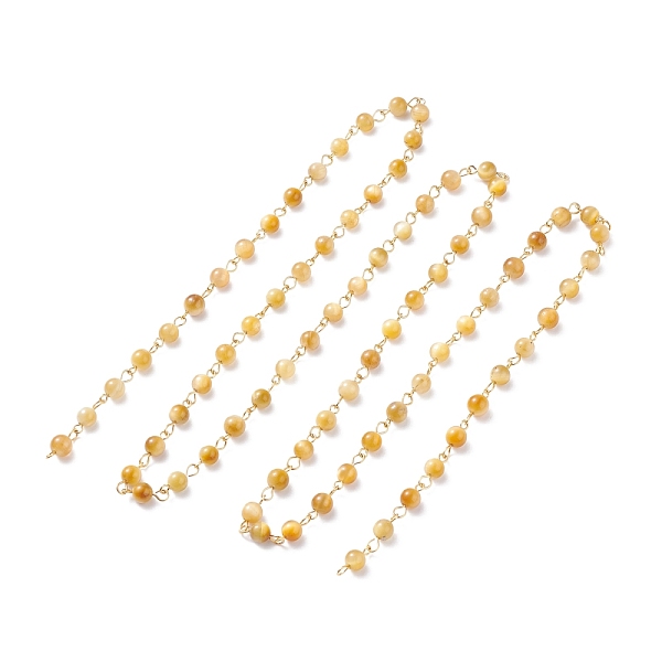 

PandaHall 3.28 Feet Handmade Natural Tiger Eye Dyed & Heated Beaded Chains, with 304 Stainless Steel Findings, Unwelded, Golden, Gold...