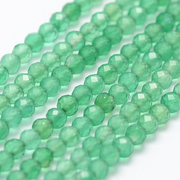 

PandaHall Natural Green Onyx Agate Beads Strands, Faceted, Dyed, Round, 2mm, Hole: 0.5mm, about 175pcs/strand, 14.9 inch(38cm) Natural Agate...