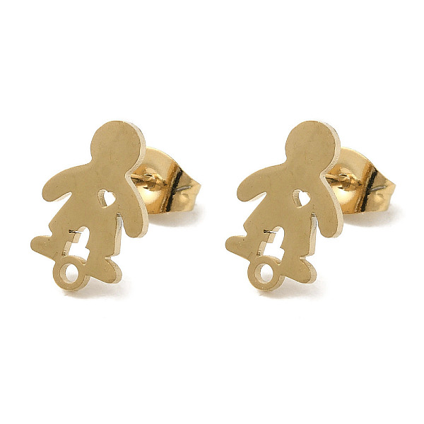 

PandaHall Ion Plating(IP) 304 Stainless Steel Stud Earring Findings, Human, Golden, 12x7.5mm, Hole: 1.2mm, Pin: 0.7x11mm 304 Stainless Steel...