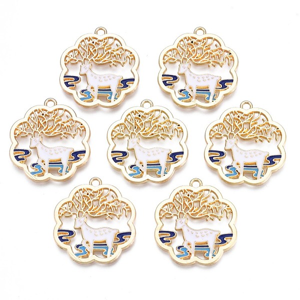 

PandaHall Rack Plating Alloy Enamel Pendants, Cadmium Free & Nickel Free & Lead Free, Light Gold, Deer, Prussian Blue, 29x26.5x1.5mm, Hole...