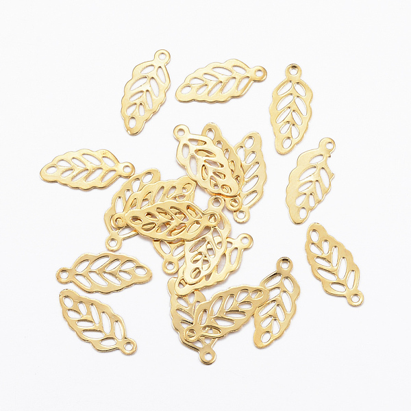 

PandaHall 201 Stainless Steel Charms, Leaf, Golden, 12.5x5.5x0.2mm, Hole: 1mm 201 Stainless Steel Leaf
