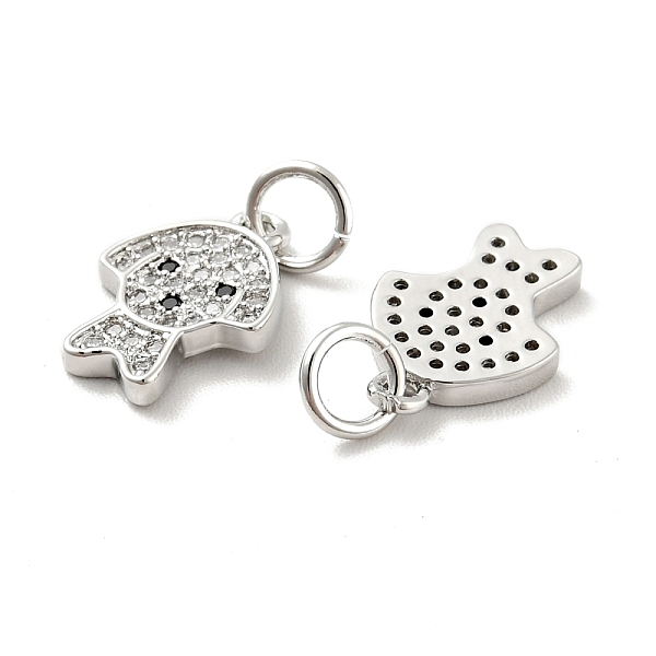Dog Brass Micro Pave Clear Cubic Zirconia Charms