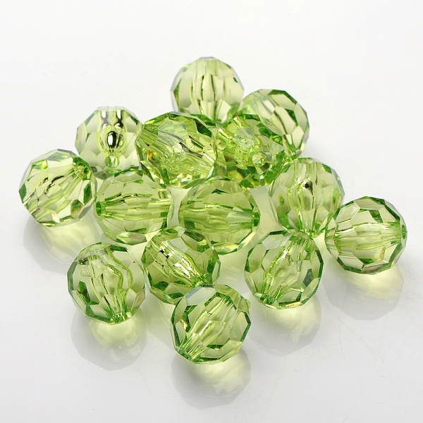 

PandaHall Transparent Acrylic Beads, Dyed, Faceted Round, Emerald, about 20 mm in diameter, hole: 2mm, about 120pcs/500g Acrylic Round