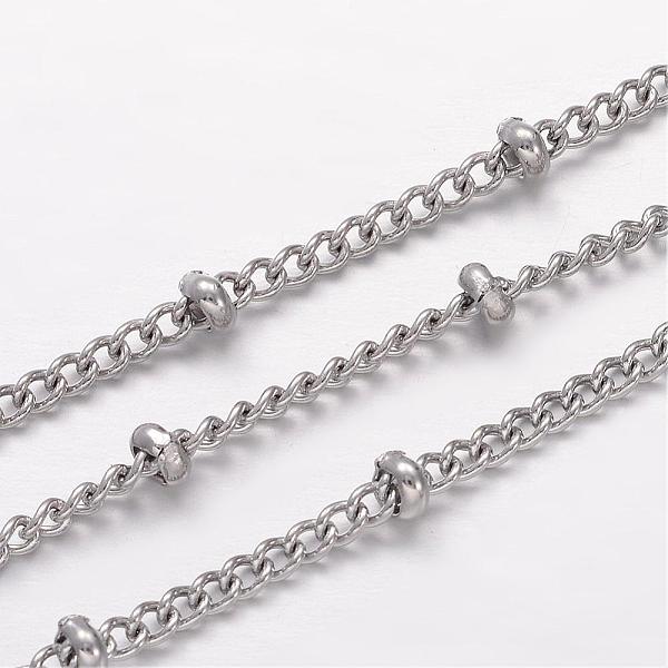

PandaHall 304 Stainless Steel Curb Chains, Satellite Chains, Soldered, with Rondelle Beads, Stainless Steel Color, 2.7x2x0.6mm 304 Stainless...