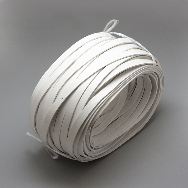 

PandaHall Leather Cords, White, 10x2mm, about 50Yards/Bundle(150 Feet/Bundle) Cowhide Flat White