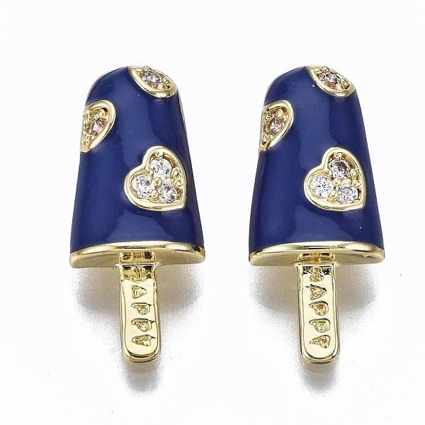 

PandaHall Brass Micro Pave Clear Cubic Zirconia Pendants, with Enamel, Cadmium Free & Nickel Free & Lead Free, Real 16K Gold Plated, Ice...