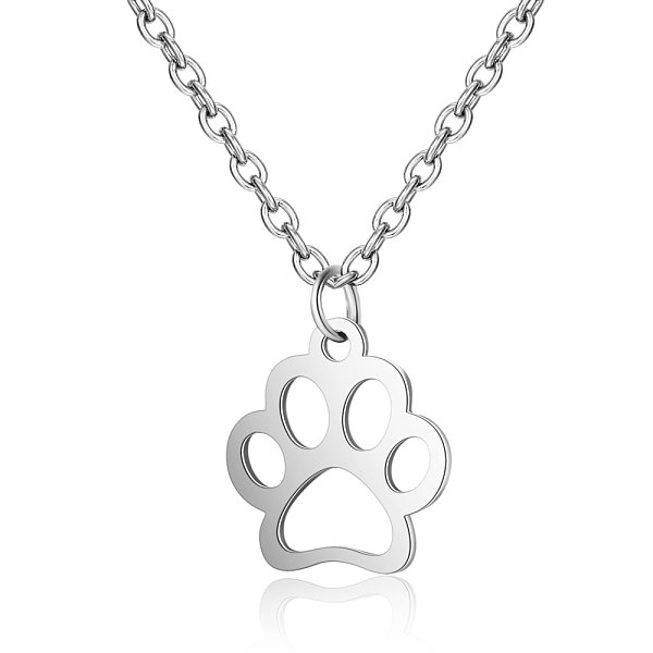 

PandaHall 201 Stainless Steel Pendants Necklaces, Dog's Paw, Stainless Steel Color, 16.3 inch(40cm)x1mm 201 Stainless Steel