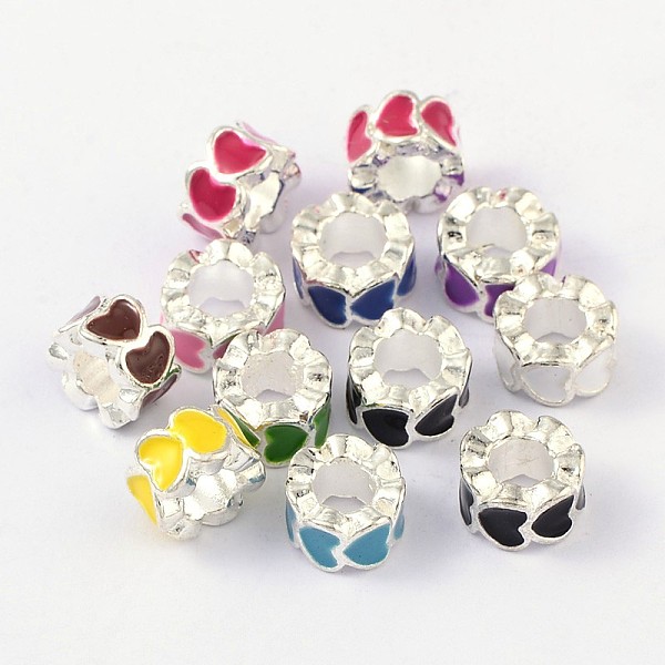 

PandaHall Alloy Enamel European Beads, Large Hole Beads, Column, Silver Color Plated, Mixed Color, 10x6mm, Hole: 5mm Alloy+Enamel Column..., Multicolor