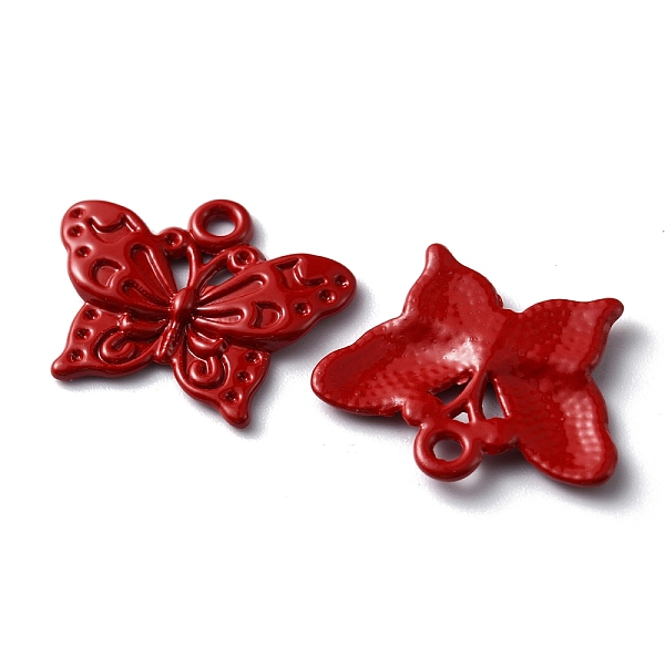 

PandaHall Baking Painted Alloy Pendants, Butterfly Charm, Red, 16.5x20x2mm, Hole: 1.5mm Alloy Butterfly Red